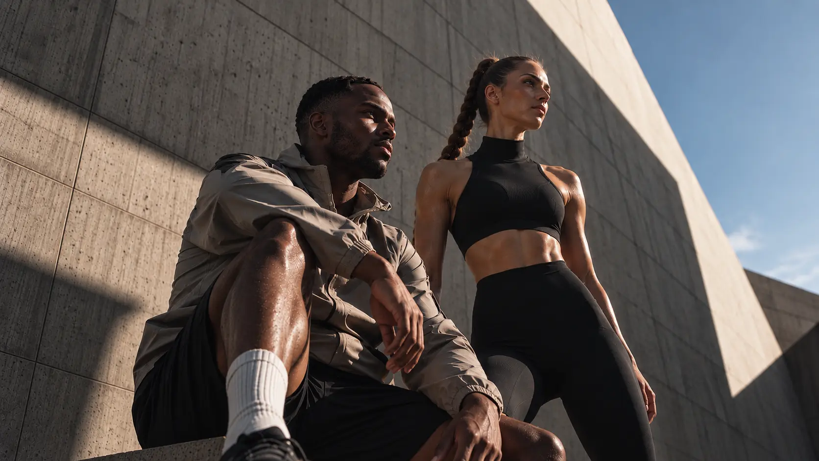 Activewear athlete in an architectural setting